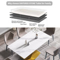 63 Inch Modern Artificial Stone White Straight Edge Golden Metal X Leg Dining Table 6 People Black Metal Sintered Stone