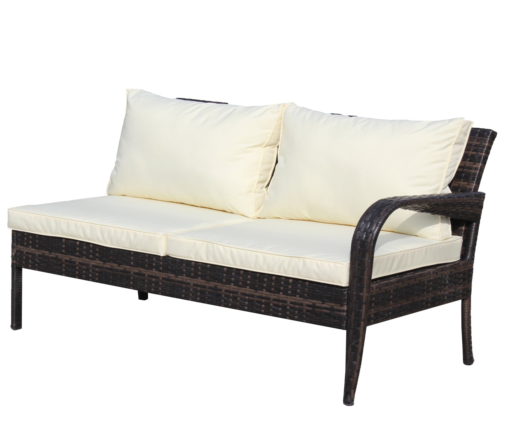 4 Piece Patio Sectional Wicker Rattan Outdoor Furniture Sofa Set With Storage Box Brown Brown Iron