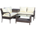 4 Piece Patio Sectional Wicker Rattan Outdoor Furniture Sofa Set With Storage Box Brown Brown Iron