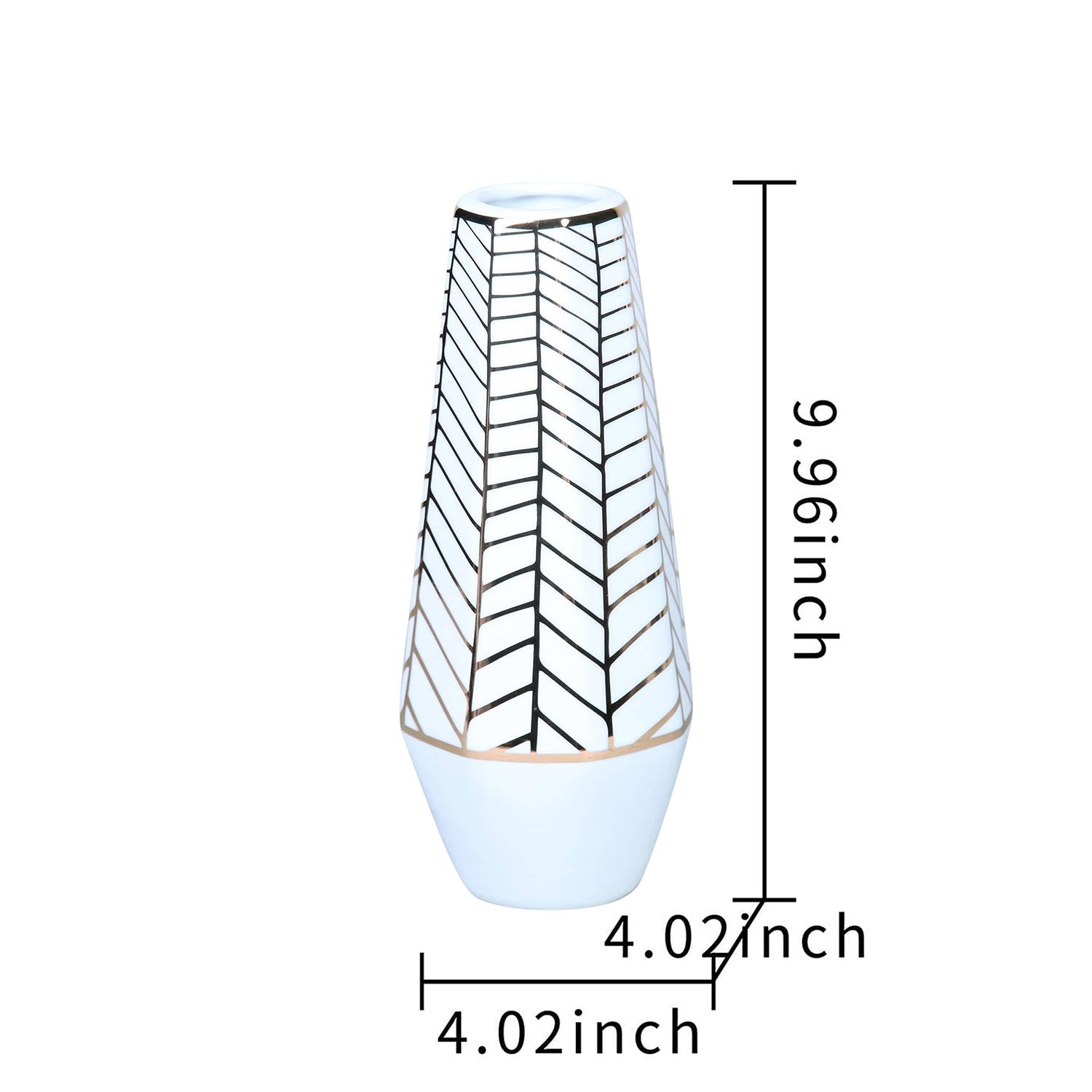 White Ceramic Vase With Gold Geometric Accent Design Elegant And Versatile Home Decor White Ceramic