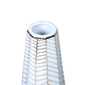 White Ceramic Vase With Gold Geometric Accent Design Elegant And Versatile Home Decor White Ceramic