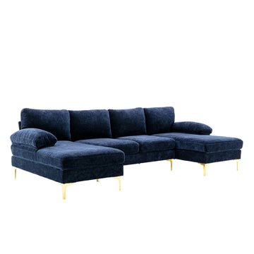 Coolmore Accent Sofa Living Room Sofa Sectional Sofa Navy Blue Polyester