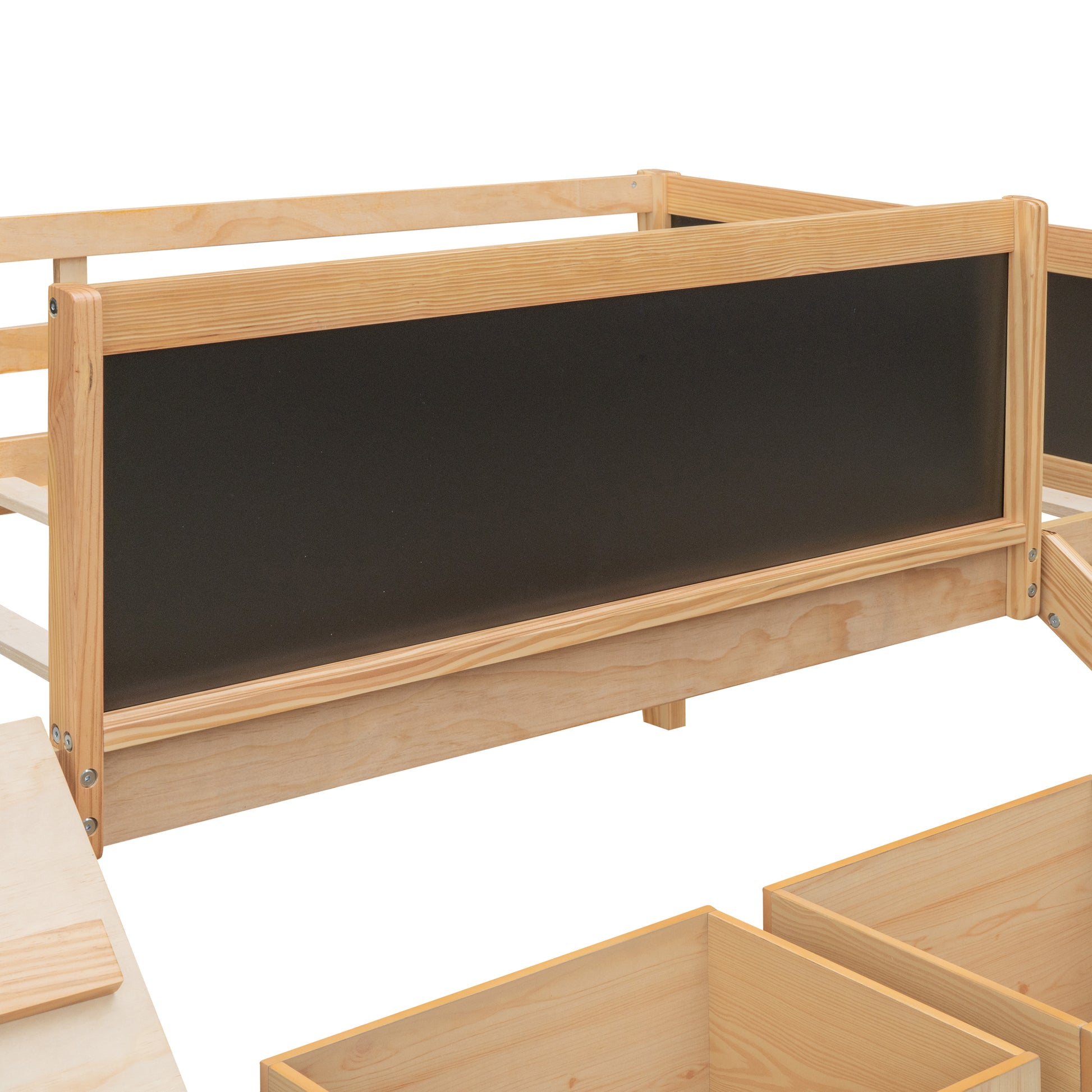 Twin Size Loft Bed Wood Bed With Two Storage Boxes Natrual Old Sku: Lp000075Aam Natural Solid Wood
