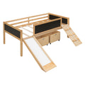 Twin Size Loft Bed Wood Bed With Two Storage Boxes Natrual Old Sku: Lp000075Aam Natural Solid Wood
