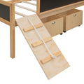 Twin Size Loft Bed Wood Bed With Two Storage Boxes Natrual Old Sku: Lp000075Aam Natural Solid Wood