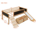 Twin Size Loft Bed Wood Bed With Two Storage Boxes Natrual Old Sku: Lp000075Aam Natural Solid Wood