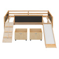 Twin Size Loft Bed Wood Bed With Two Storage Boxes Natrual Old Sku: Lp000075Aam Natural Solid Wood