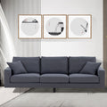 Modern Grey Three Seat Sofa With Thick Sponge And Two Pillows, 87.40Inch Dark Gray Fabric