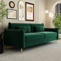 Fx P19 Rg Sofa 85.8Inch Velvet Sofa Couch Luxury Modern Upholstered Sofa With 2 Pillows For Livingroom Retro Green Velvet 2 Seat