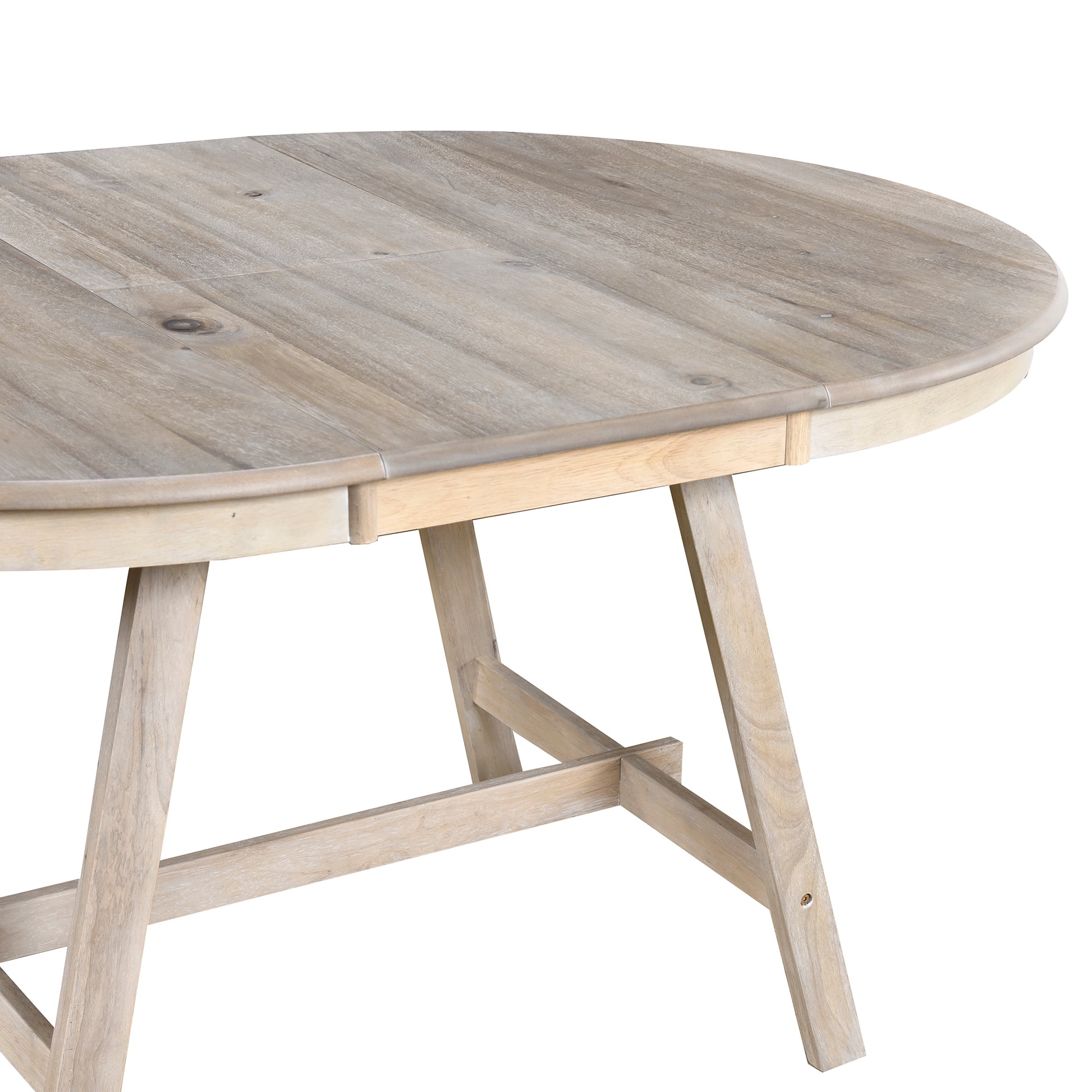 Wood Dining Table Round Extendable Dining Table For Dining Room Natural Wood Wash Natural Wood Wash Solid Wood
