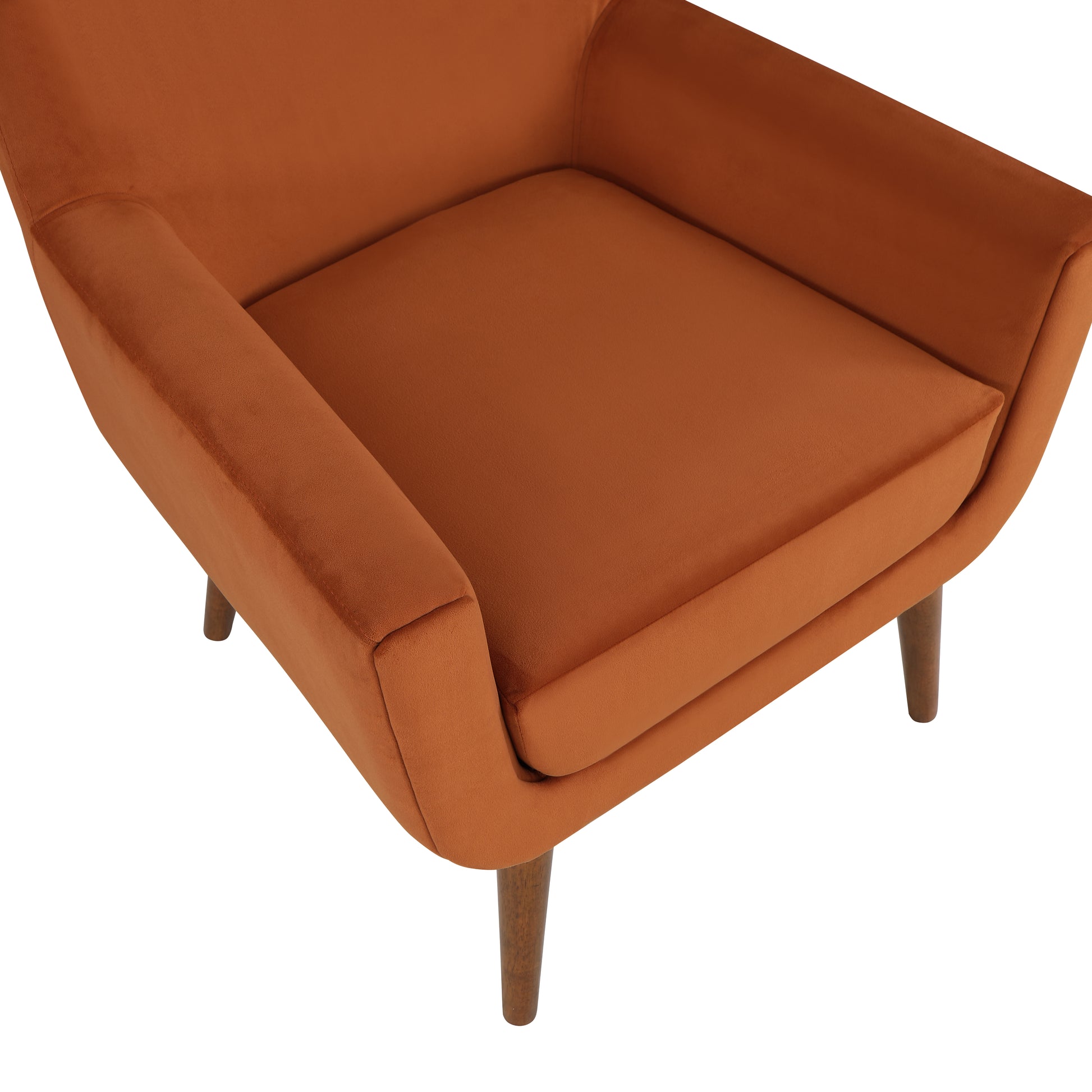 Astrid Mid Century Burnt Orange Velvet Arm Chair Orange Foam Velvet