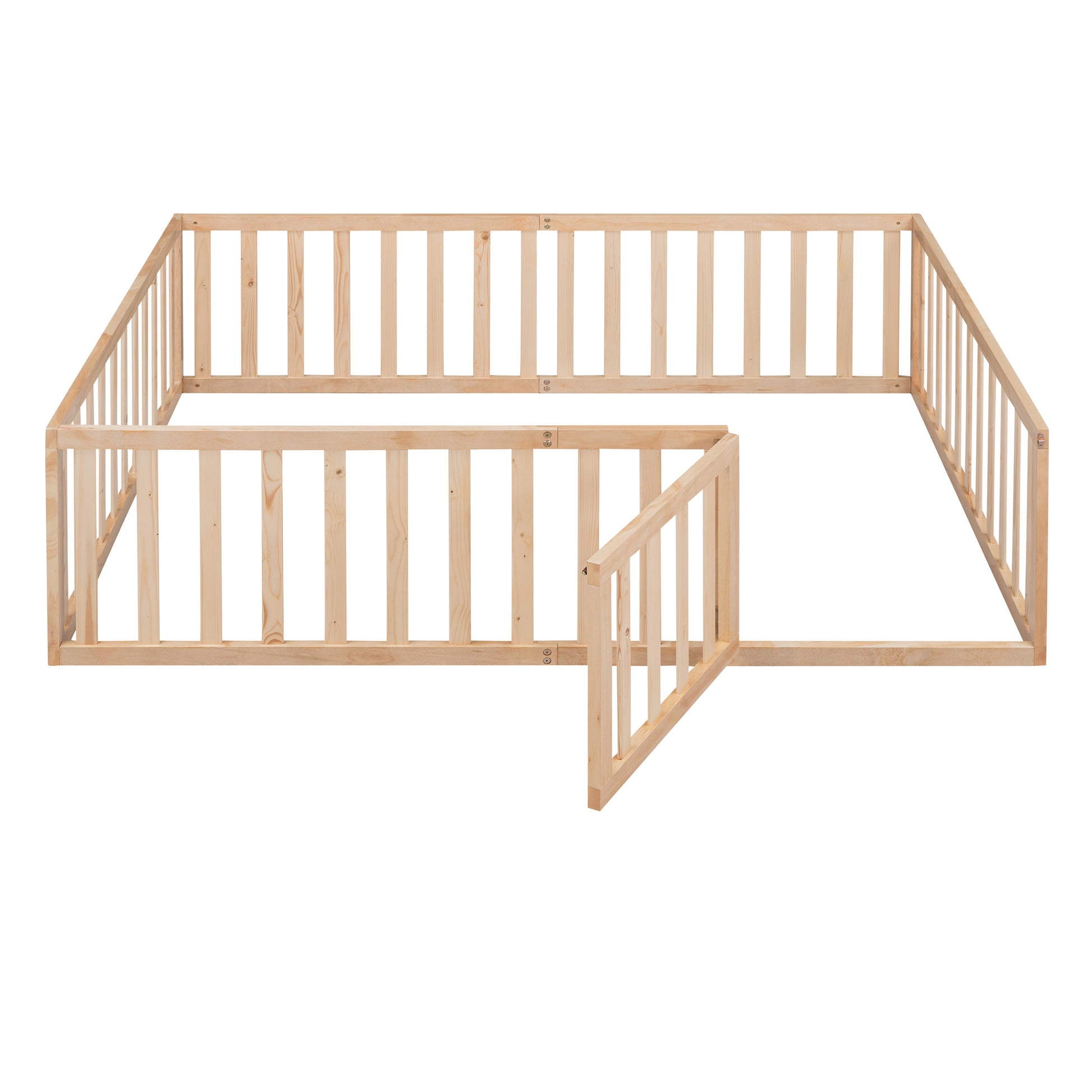 Full Size Wood Daybed Frame With Fence, Natural Old Sku:Wf289662Aam Natural Solid Wood