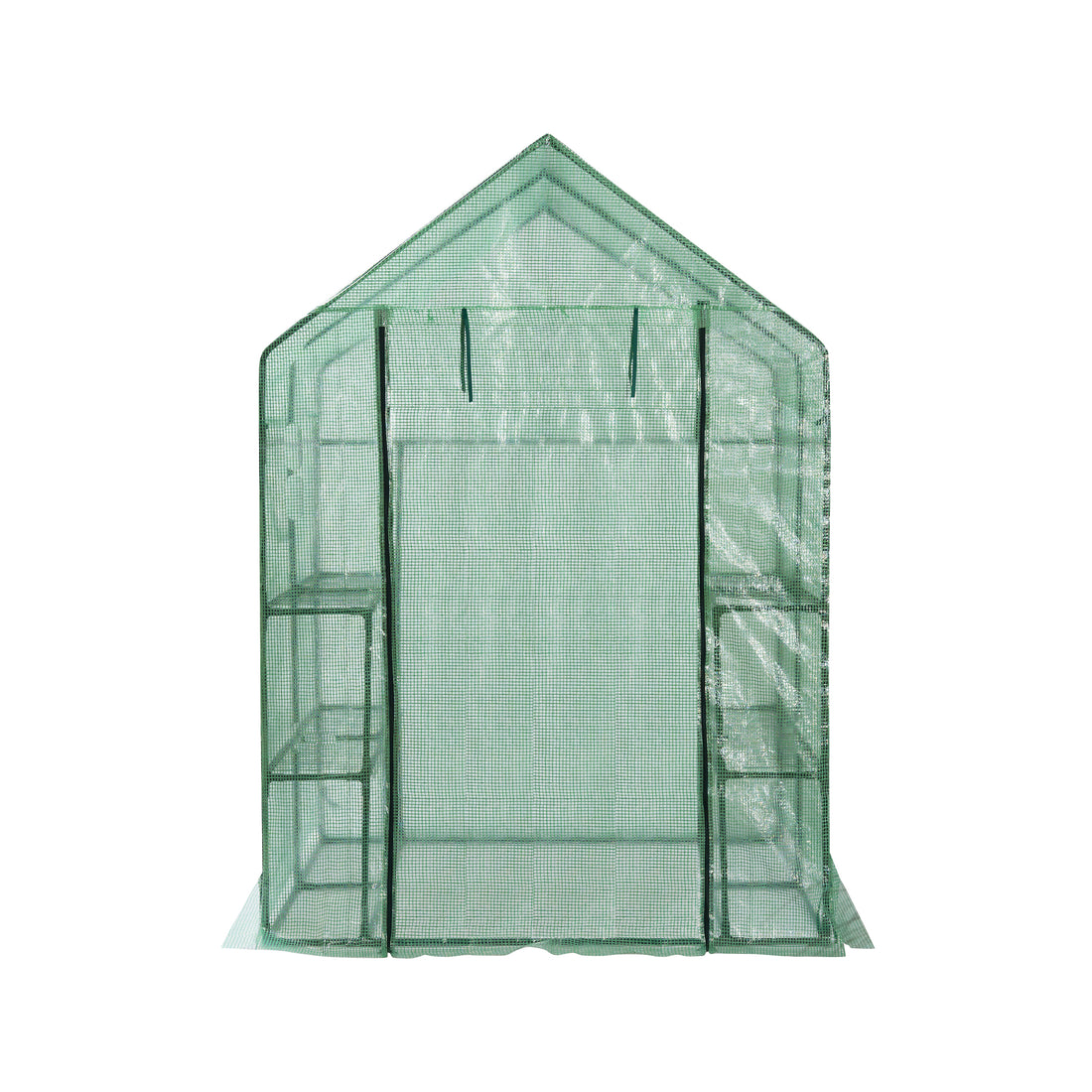 Mini Walk In Greenhouse Indoor Outdoor 2 Tier 8 Shelves Portable Plant Gardening Greenhouse 56L X 56W X 76H Inches , Grow Plant Herbs Flowers Hot House Green Metal