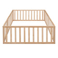 Full Size Wood Daybed Frame With Fence, Natural Old Sku:Wf289662Aam Natural Solid Wood