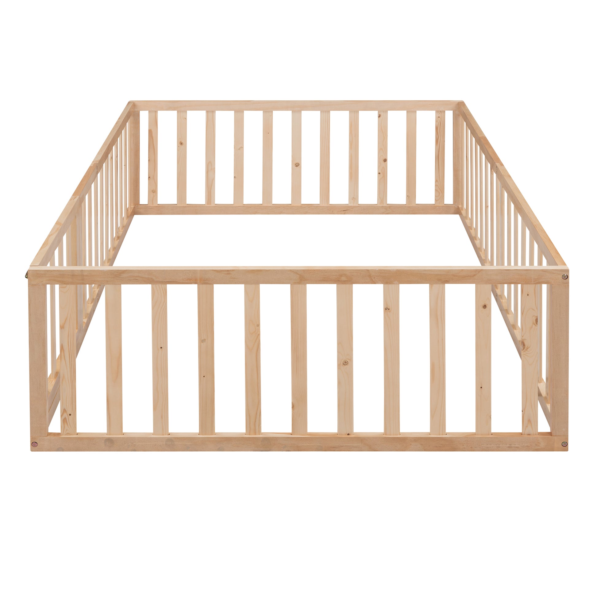 Full Size Wood Daybed Frame With Fence, Natural Old Sku:Wf289662Aam Natural Solid Wood