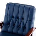Mid Century Single Armchair Sofa Accent Chair Retro Modern Solid Wood Armrest Accent Chair, Fabric Upholstered Wooden Lounge Chair Navy Navy Pu