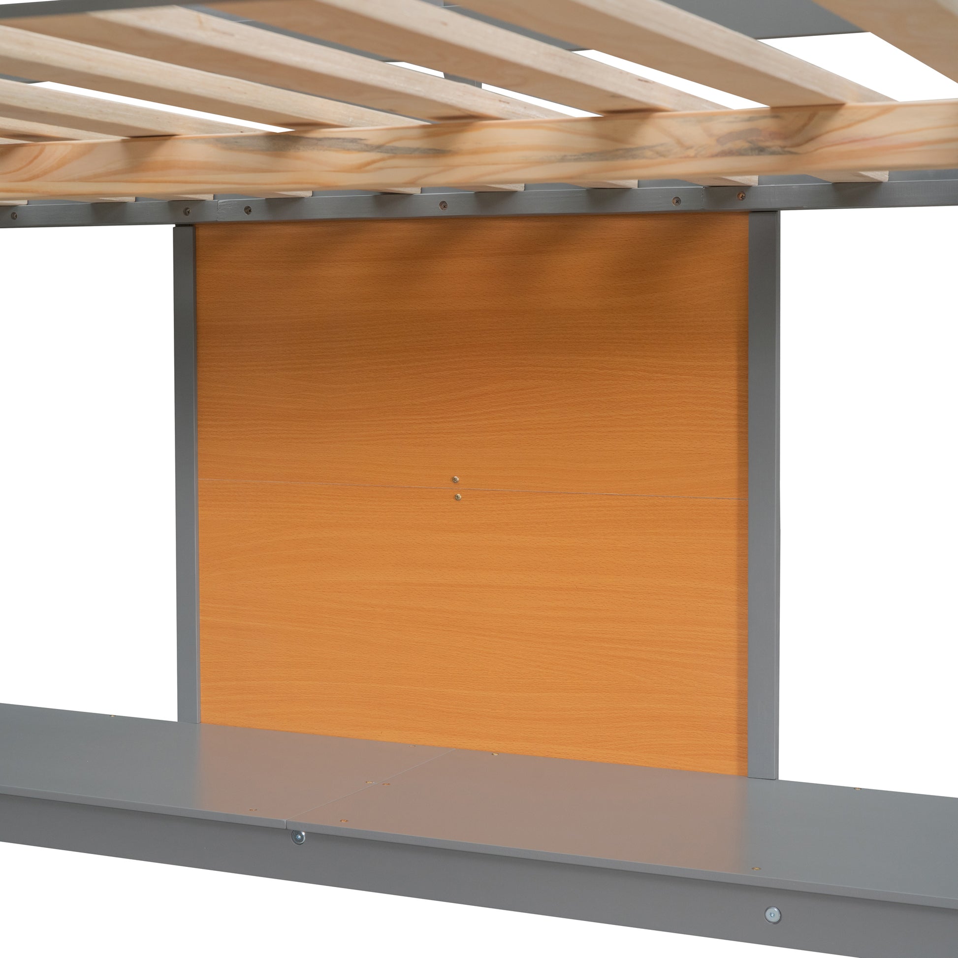 Full Size Loft Bed With Desk And Writing Board, Wooden Loft Bed With Desk & 2 Drawers Cabinet Gray Gray Solid Wood