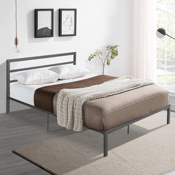 Queen Size Metal Bed Frame With Headboard Charcoal Grey Charcoal Grey Metal