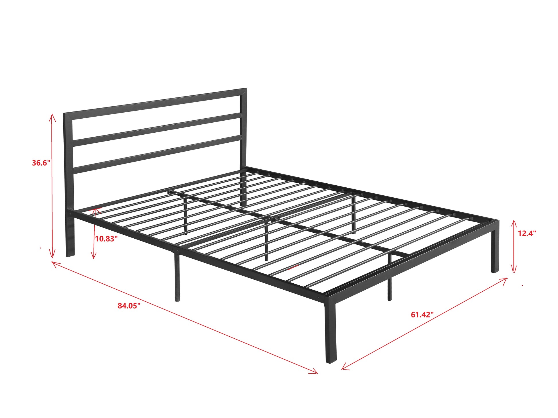 Queen Size Metal Bed Frame With Headboard Charcoal Grey Charcoal Grey Metal