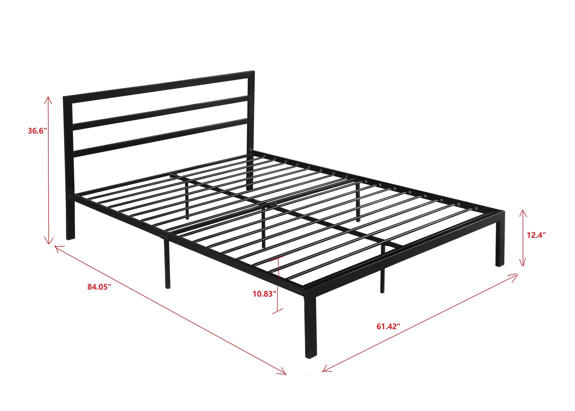 Queen Size Metal Bed Frame With Headboard Black Black Metal