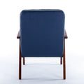 Mid Century Single Armchair Sofa Accent Chair Retro Modern Solid Wood Armrest Accent Chair, Fabric Upholstered Wooden Lounge Chair Navy Navy Pu