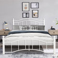 Queen Size Metal Bed Frame With Headboard And Footboard White White Metal