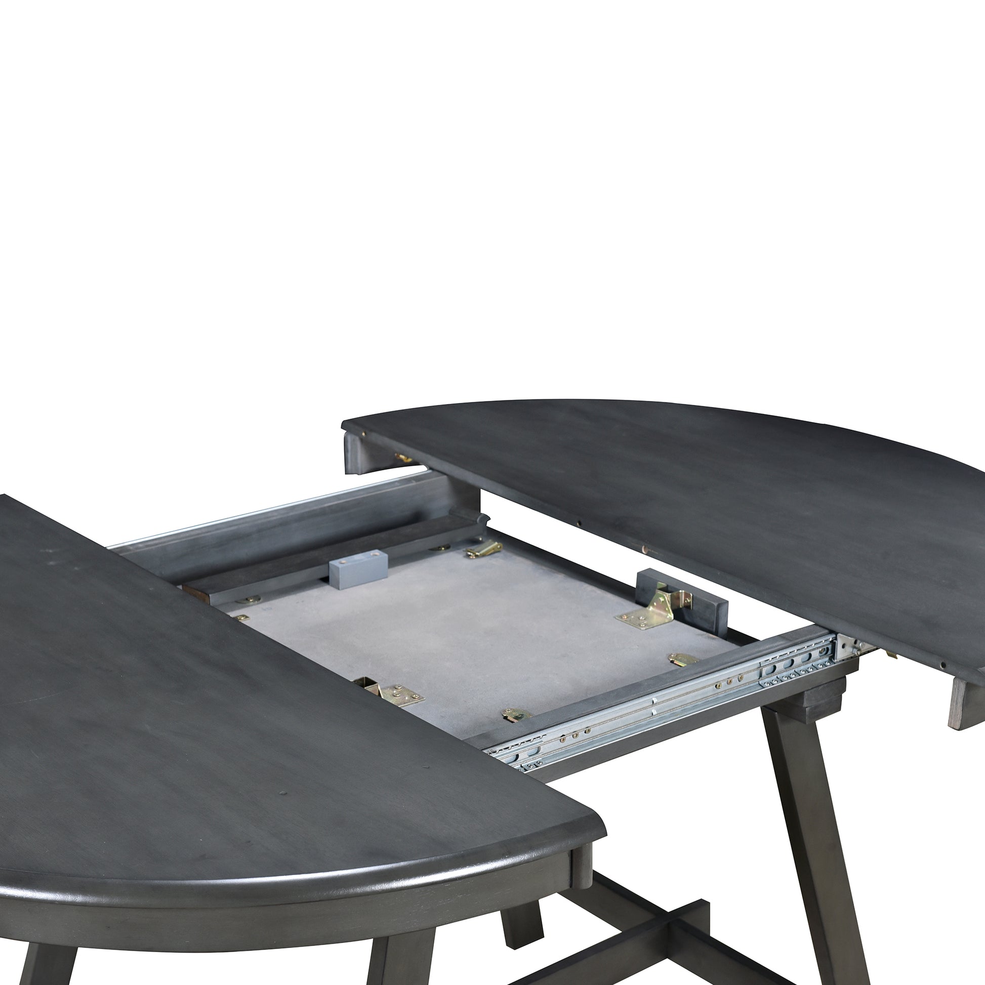 Wood Dining Table Round Extendable Dining Table For Dining Room Gray Gray Solid Wood