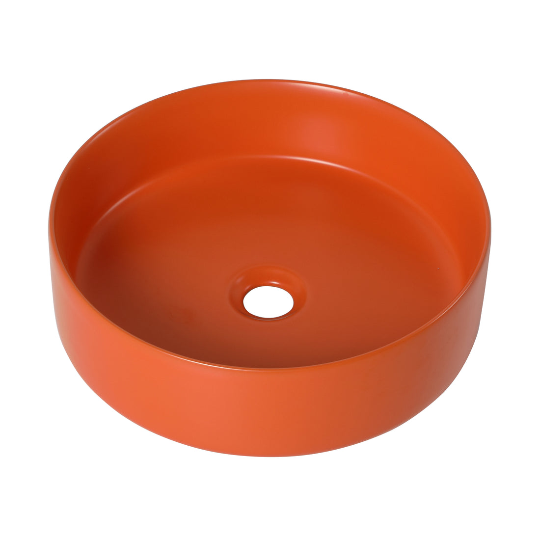 Ceramic Circular Vessel Bathroom Sink Art Sink Orange Ceramic
