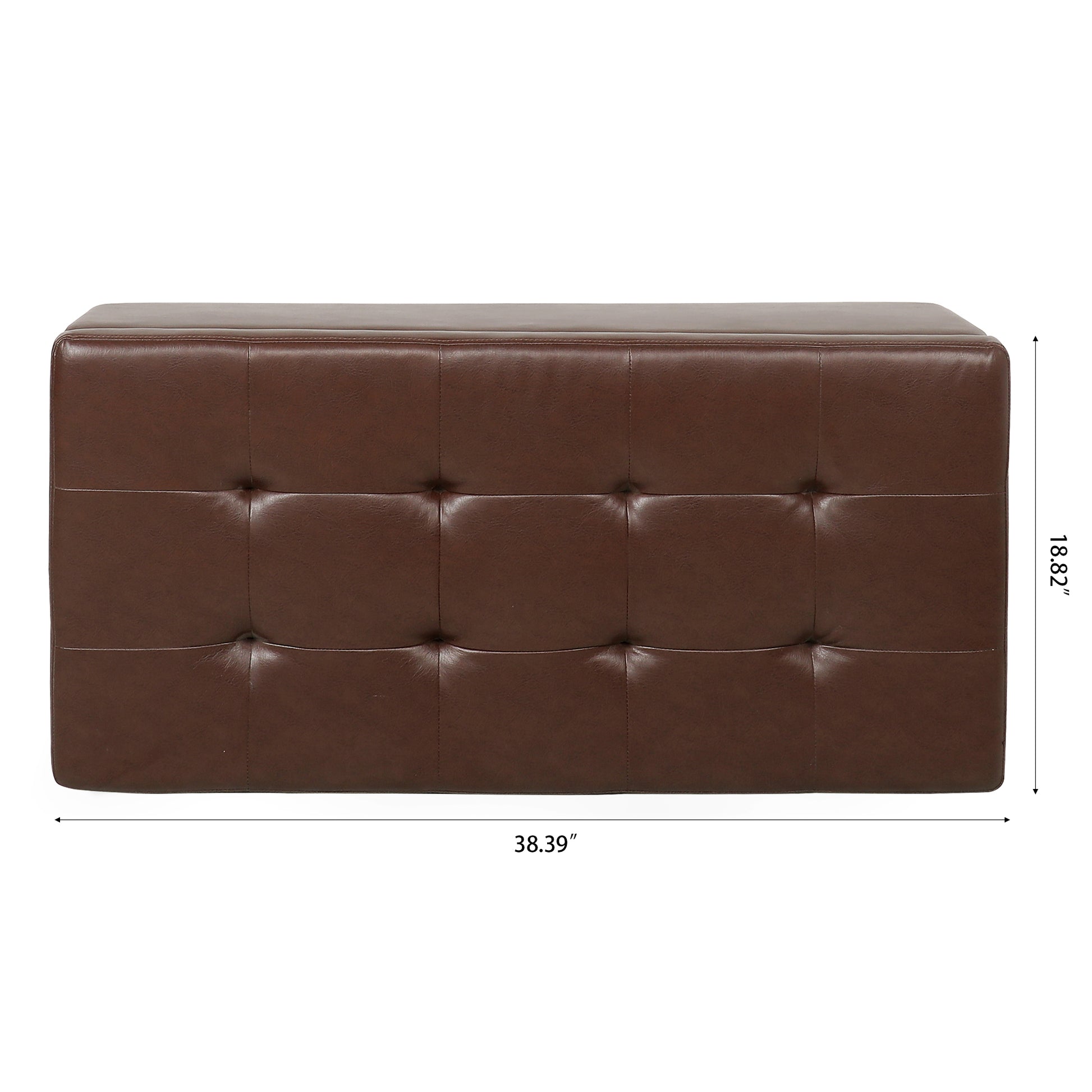 Storage Ottoman With Wooden Legs, Faux Leather Ottoman With Storage For Living Room, Bedroom & Hallway, Ottoman Foot Rest, 38.4" Brown Ottoman Brown Pu Pu Pu