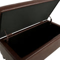 Storage Ottoman With Wooden Legs, Faux Leather Ottoman With Storage For Living Room, Bedroom & Hallway, Ottoman Foot Rest, 38.4