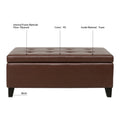 Storage Ottoman With Wooden Legs, Faux Leather Ottoman With Storage For Living Room, Bedroom & Hallway, Ottoman Foot Rest, 38.4