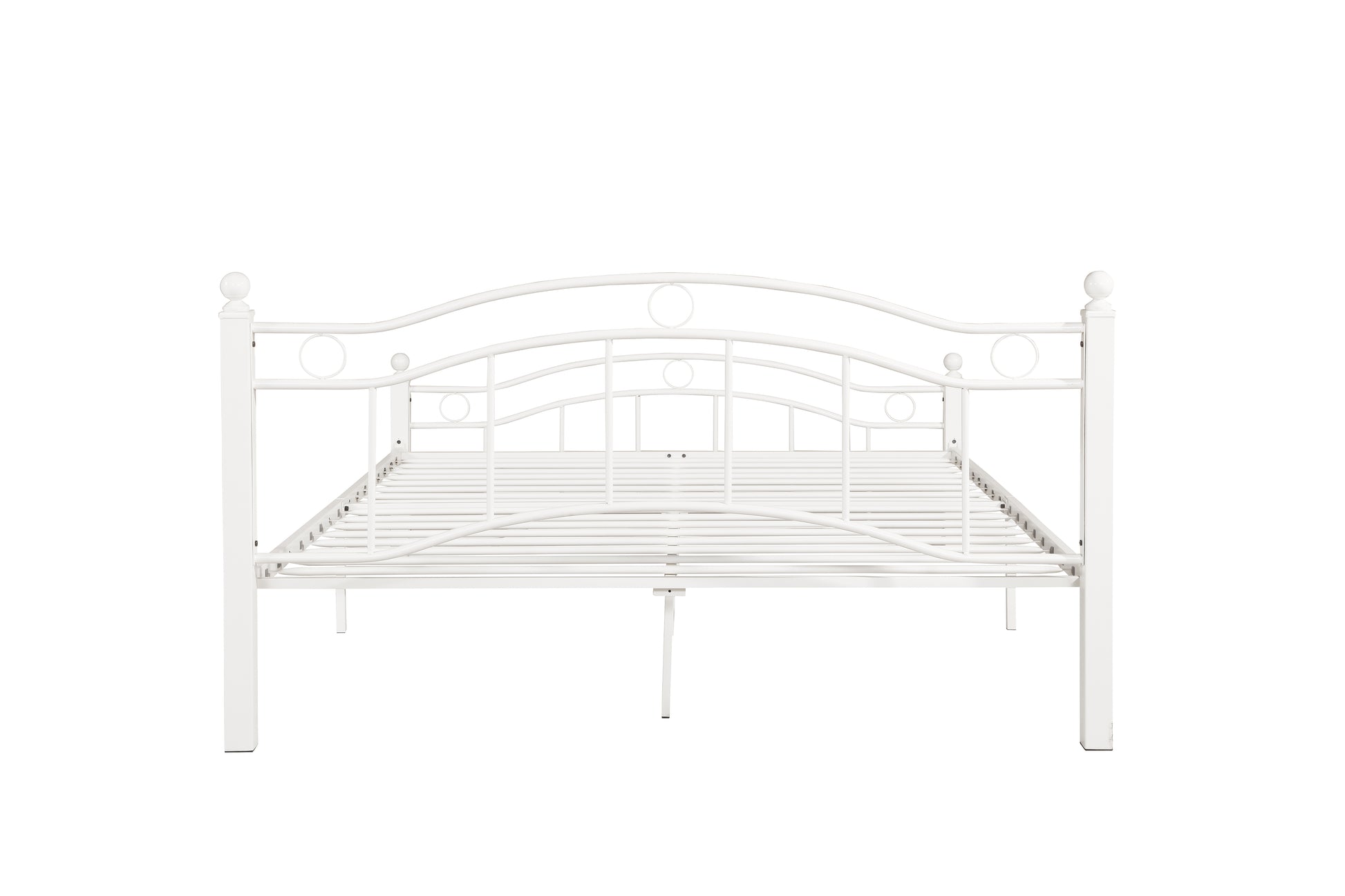 Queen Size Metal Bed Frame With Headboard And Footboard White White Metal