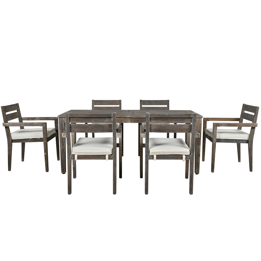 Acacia Wood Outdoor Dining Table And Chairs Suitable For Patio, Balcony Or Backyard Grey Acacia Wood