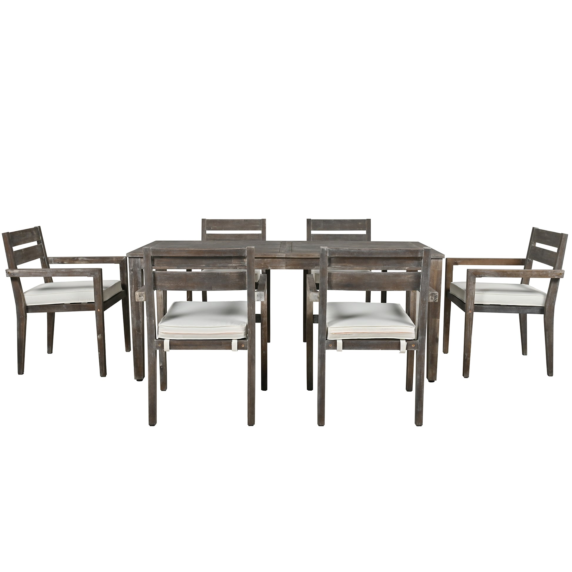 Acacia Wood Outdoor Dining Table And Chairs Suitable For Patio, Balcony Or Backyard Grey Acacia Wood