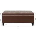Storage Ottoman With Wooden Legs, Faux Leather Ottoman With Storage For Living Room, Bedroom & Hallway, Ottoman Foot Rest, 38.4