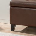 Storage Ottoman With Wooden Legs, Faux Leather Ottoman With Storage For Living Room, Bedroom & Hallway, Ottoman Foot Rest, 38.4