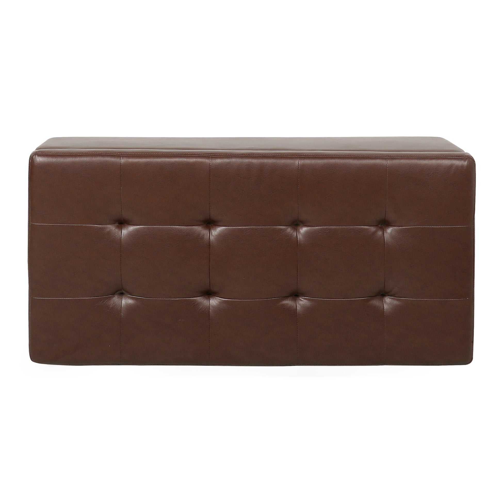 Storage Ottoman With Wooden Legs, Faux Leather Ottoman With Storage For Living Room, Bedroom & Hallway, Ottoman Foot Rest, 38.4" Brown Ottoman Brown Pu Pu Pu