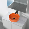 Ceramic Circular Vessel Bathroom Sink Art Sink Orange Ceramic