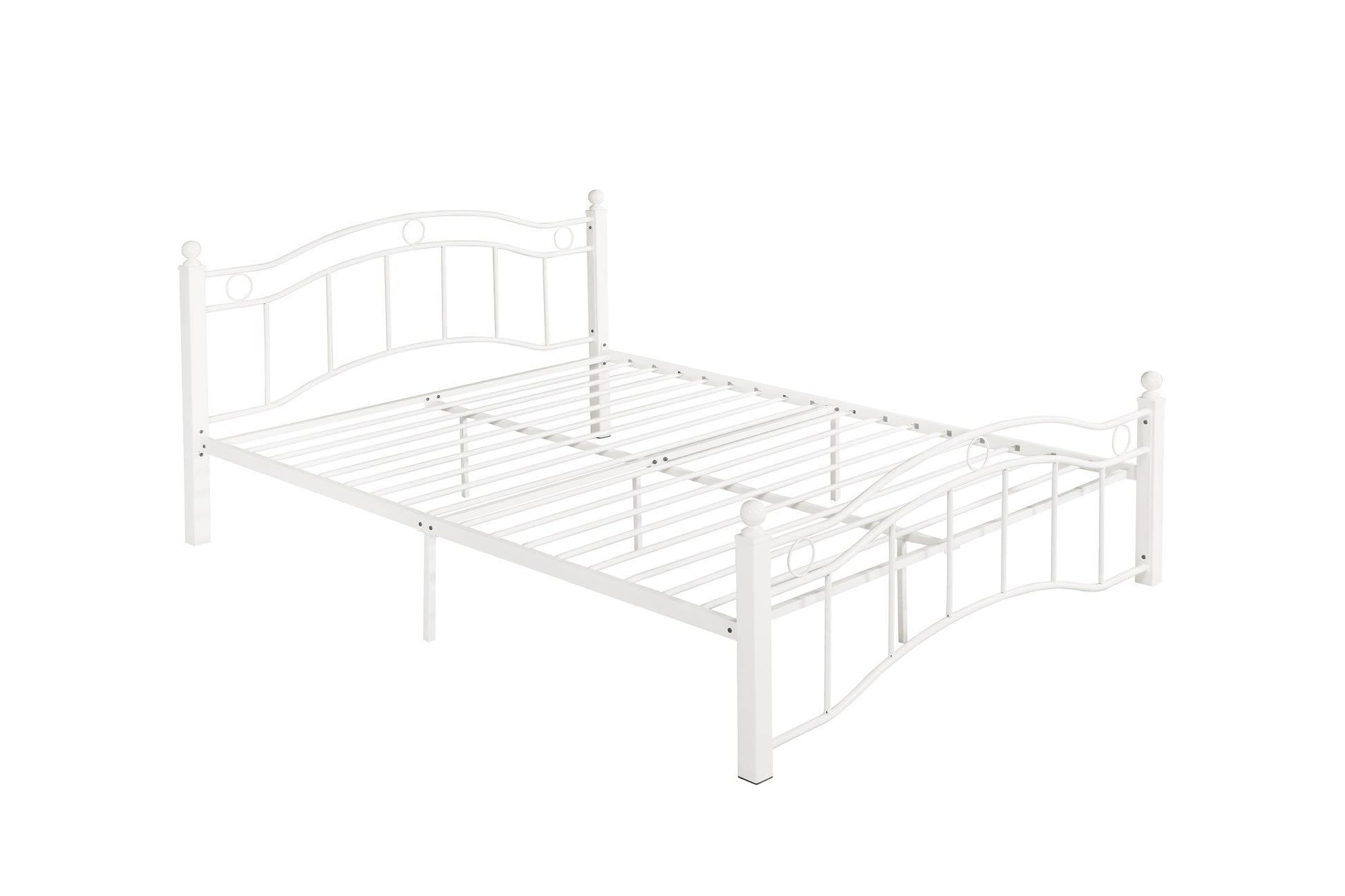 Queen Size Metal Bed Frame With Headboard And Footboard White White Metal