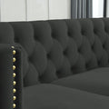 Contact Us For 3D Modeling Velvet Sofa For Living Room,Buttons Tufted Square Arm Couch, Modern Couch Upholstered Button And Metal Legs, Sofa Couch For Bedroom, Black Velvet ,2Pcs Black Foam Velvet