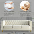 Contact Us For 3D Modeling Velvet Sofa For Living Room,Buttons Tufted Square Arm Couch, Modern Couch Upholstered Button And Metal Legs, Sofa Couch For Bedroom, Beige Velvet ,2Pcs Beige Foam Velvet
