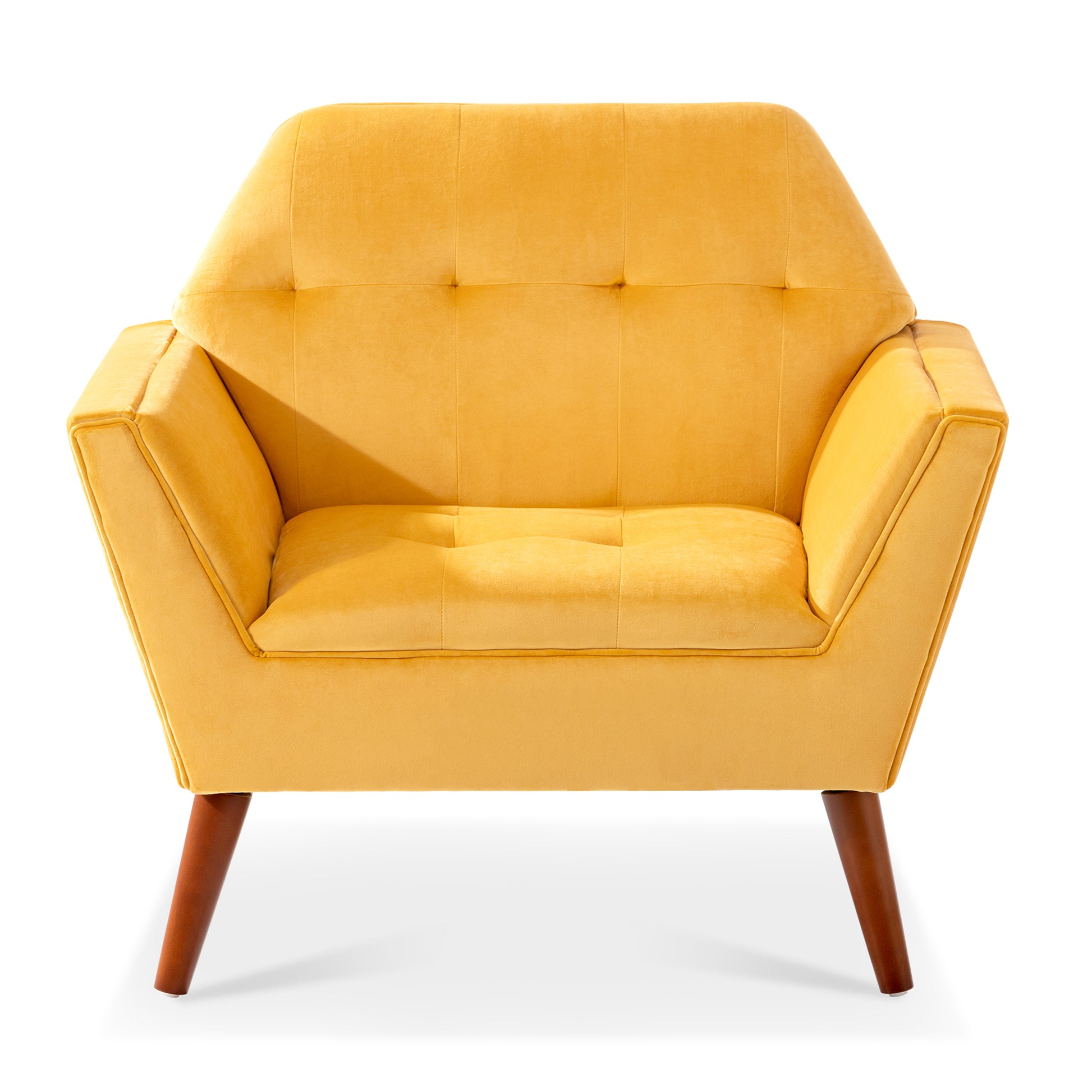 32" Wide Tufted Armchair Yellow Fabric Polyester