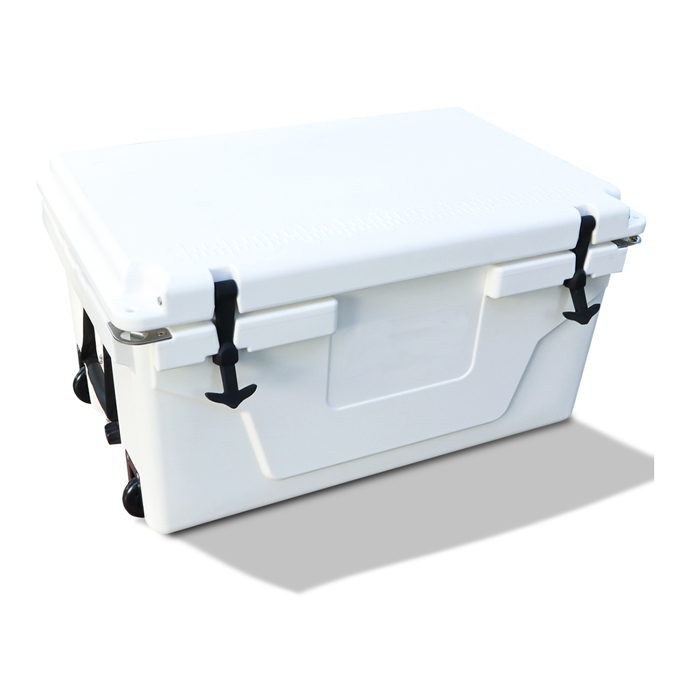 White Outdoor Camping Picnic Fishing Portable Cooler 65Qt Portable Insulated Cooler Box Antique White Abs Plastic