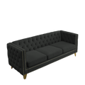 Contact Us For 3D Modeling Velvet Sofa For Living Room,Buttons Tufted Square Arm Couch, Modern Couch Upholstered Button And Metal Legs, Sofa Couch For Bedroom, Black Velvet ,2Pcs Black Foam Velvet