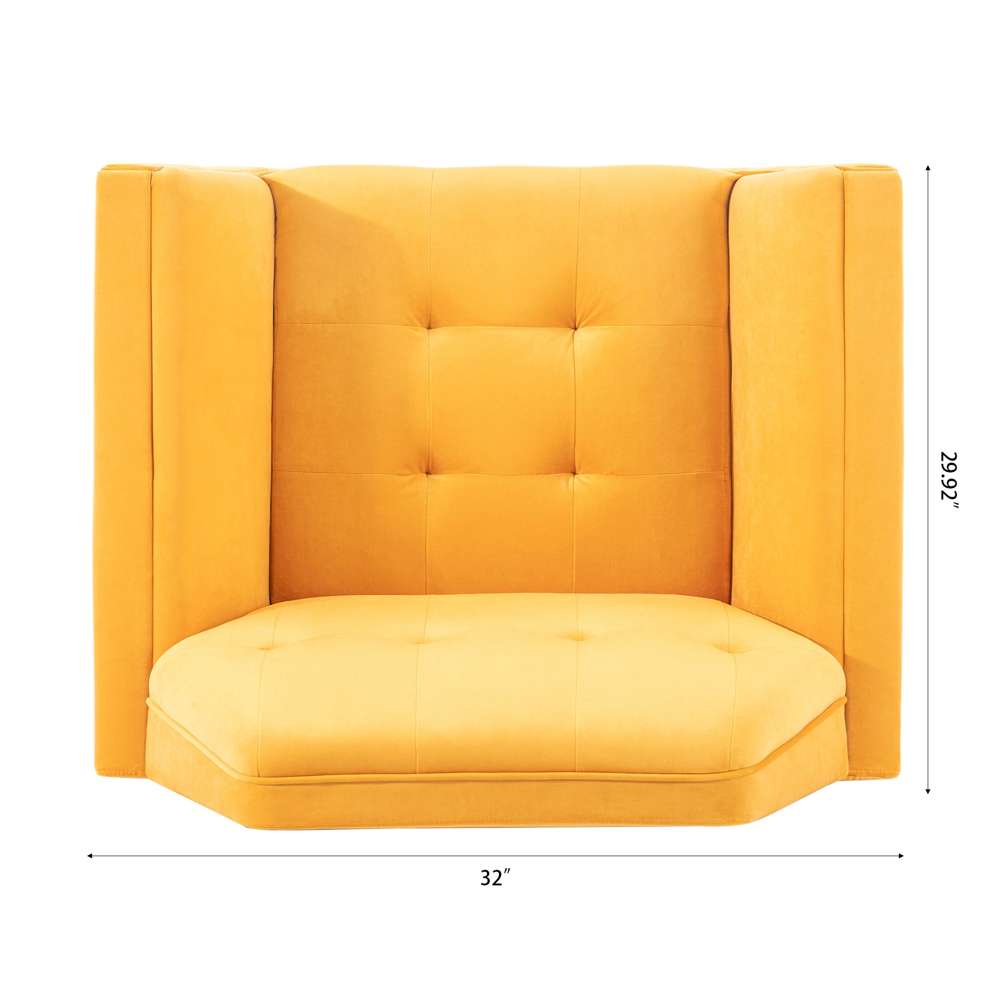 32" Wide Tufted Armchair Yellow Fabric Polyester
