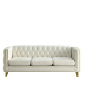 Contact Us For 3D Modeling Velvet Sofa For Living Room,Buttons Tufted Square Arm Couch, Modern Couch Upholstered Button And Metal Legs, Sofa Couch For Bedroom, Beige Velvet W834S00023 Beige Foam Velvet