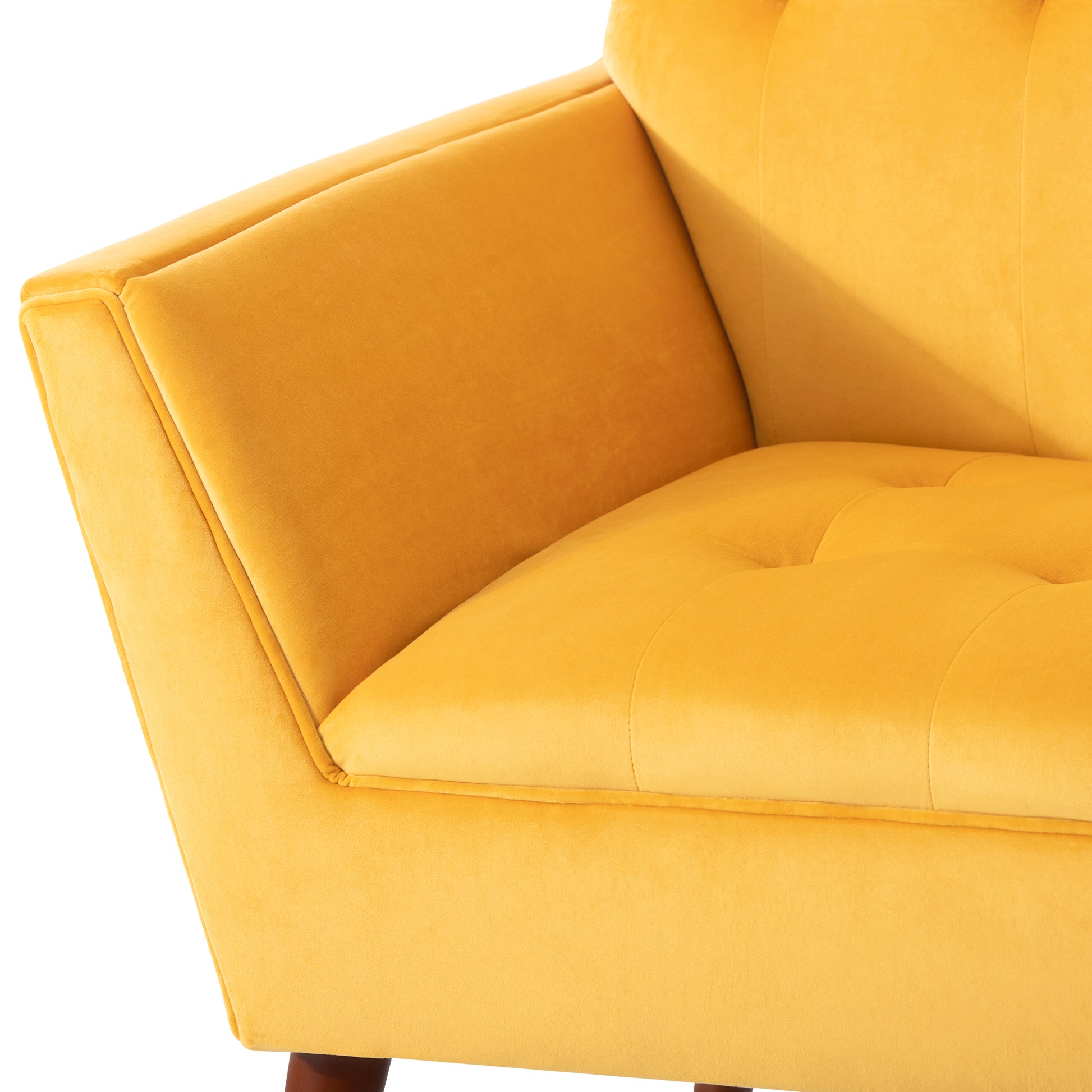 32" Wide Tufted Armchair Yellow Fabric Polyester