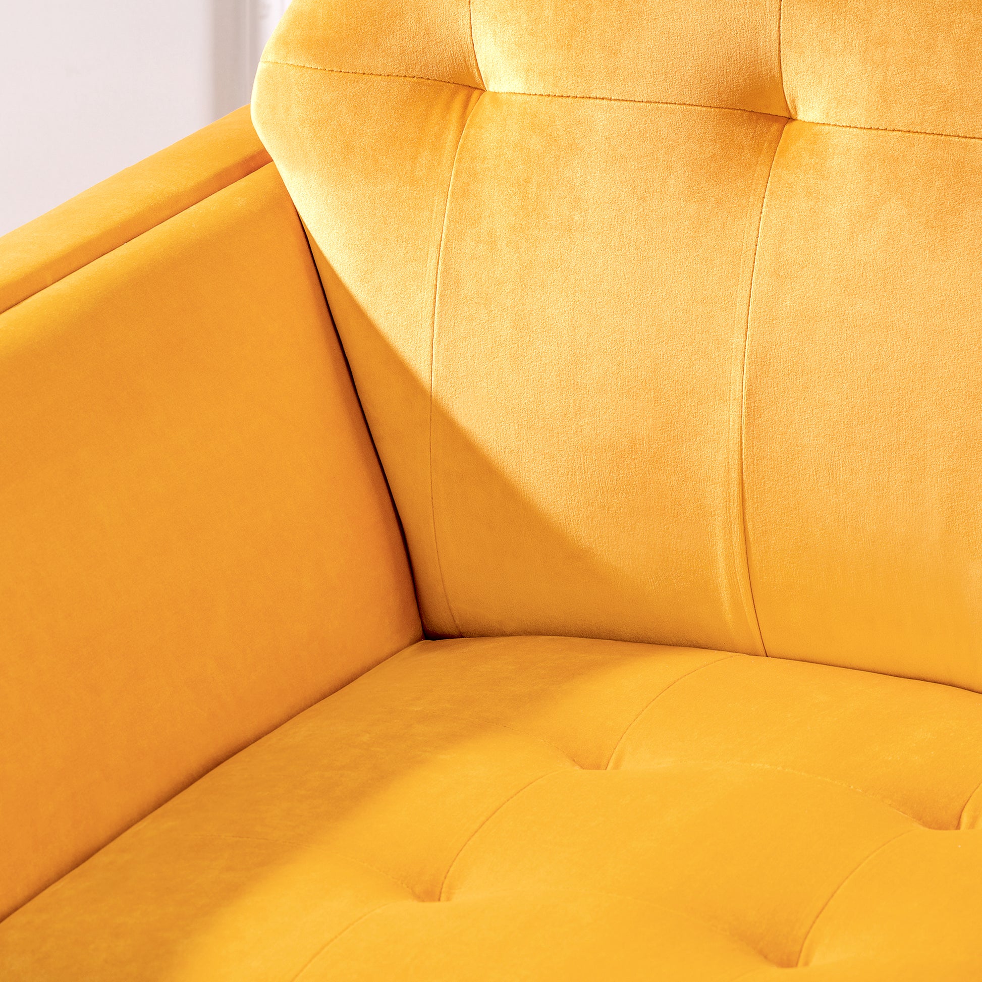 32" Wide Tufted Armchair Yellow Fabric Polyester