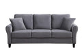 Modern Velvet Couch With 2 Pillow, 78 Inch Width Living Room Furniture, 3 Seater Sofa With Plastic Legs Gray Velvet