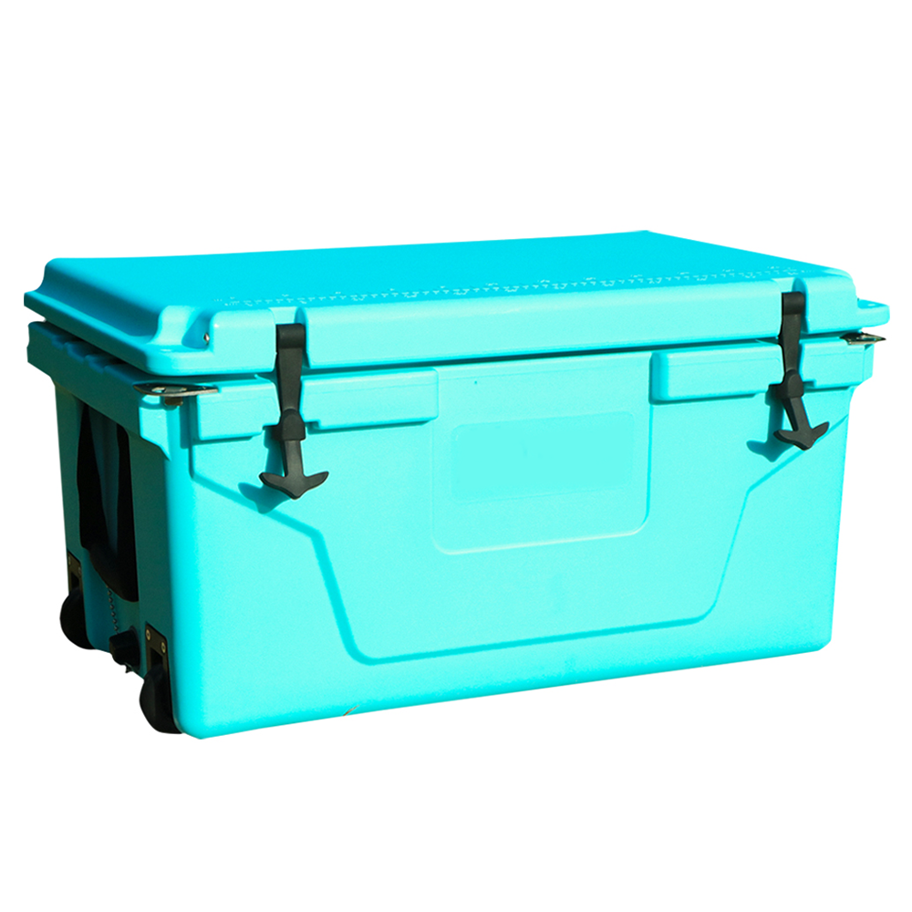 Hot Selling Blue Color 65Qt Outdoor Cooler Fish Ice Chest Box 2022 Popular Camping Cooler Box Blue Abs Plastic